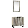 Image de vidaXL Ensemble de mobilier de salle de bain avec Ã©tagÃ¨re avec stockage avec porte avec miroir 2 pcs Blanc