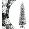 Image de vidaXL Sapin de Noël artificiel mince avec neige floquée 180 cm PVC/PE4019687