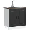 Image de vidaXL Meuble bas pour Ã©vier Kalmar noir 80x46x81,5 cm bois ingÃ©nierie
