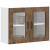Image de vidaXL Vidaxl Armoire Murale De Cuisine Avec Porte En Verre Kalmar Chêne Fumé