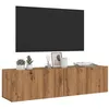 Image de vidaXL Meuble TV mural chêne artisanal 120x30x30 cm bois d'ingénierie856021