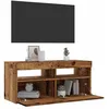 Image de vidaXL Meuble TV avec lumiÃ¨res LED vieux bois bois d'ingÃ©nierie