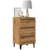 Image de Vidaxl Table De Chevet Avec Pieds En MÃ©tal ChÃªne Artisanal 40x35x69 Cm