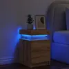 Image de vidaXL Table de chevet avec LED chêne artisanal bois d'ingénierie857656