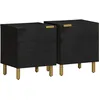 Image de vidaXL Vidaxl Tables De Chevet 2 Pcs Noir 40x33x46 Cm Bois De Manguier Solide