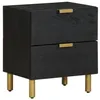 Image de vidaXL Table de chevet noir 40x33x46 cm bois de manguier solide4017646