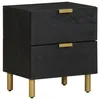 Image de vidaXL Table de chevet noir 40x33x46 cm bois de manguier solide