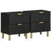 Image de vidaXL Vidaxl Tables De Chevet 2 Pcs Noir 40x33x46 Cm Bois De Manguier Solide
