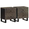 Image de vidaXL Tables de chevet 2 pcs noir 40x33x46 cm bois de manguier solide