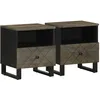 Image de vidaXL Vidaxl Tables De Chevet 2 Pcs Noir 40x33x46 Cm Bois De Manguier Solide