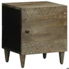 Image de vidaXL Table de chevet gris clair 40x33x46 cm bois de manguier solide4017788