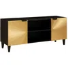 Image de vidaXL Vidaxl Meuble Tv Noir Et Or 105 X 33 X 46 Cm Bois De Manguier Massif