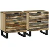 Image de vidaXL Vidaxl Cabinets De Chevet 2 Pcs 40x33.5x46 Cm Bois De Manguier Massif Et Bois D'ingénierie