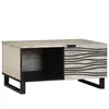 Image de vidaXL Table basse Blanc, Noir 80 x 50 x 40 cm Bois de mangue massif