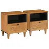Image de vidaXL Vidaxl Table De Chevet Avec Tiroir 2 Pcs Marron Clair 40 X 33 X 46 Cm