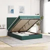 Image de vidaXL Cadre de lit ottoman avec matelas vert foncÃ© 140x190 cm velours