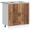 Image de Vidaxl Meuble De Cuisine 'lucca' Avec Ãviers Doubles - Bois Ancien, Bois D'ingÃ©nierie
