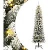 Image de vidaXL Sapin de NoÃ«l artificiel 150 LED et neige floquÃ©e 150 cm