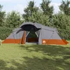 Image de vidaXL Tente Familiale Vidaxl Avec Fenêtres Dome Grise Et Orange Pour 6 Personnes Étanche