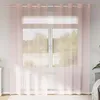 Image de Vidaxl Rideaux En Voile Avec ?illets 2 Pcs Rose Clair 140x245 Cm
