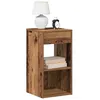 Image de Vidaxl Tables De Chevet Avec Tiroir 2 Pcs Vieux Bois 35x34x66,5 Cm