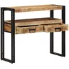 Image de vidaXL Tables D'appoint Vidaxl Noires 90x33x75 Cm En Bois De Manguier Massif Et Métal