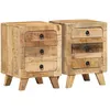 Image de Vidaxl Table De Chevet 2 Pcs 37x32x50 Cm Bois Massif De Manguier Brut