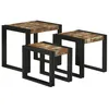 Image de vidaXL Tables gigognes 3 pcs Multicolore Bois massif de rÃ©cupÃ©ration