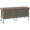 Image de Vidaxl Boîte De Rangement De Jardin Et Roues Gris Résine Tressée