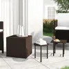Image de vidaXL Tables d'appoint de jardin 3 pcs marron résine tressée3324832