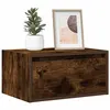Image de vidaXL Table de chevet murale avec lumières LED chêne fumé860219