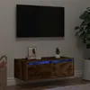 Image de vidaXL Meuble TV avec lumières LED chêne fumé 75x35,5x25 cm860233