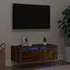 Image de Vidaxl Meuble Tv Avec LumiÃ¨res Led ChÃªne FumÃ© 75x35,5x25 Cm