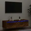 Image de vidaXL Meuble TV avec lumières LED chêne fumé 100X35,5x25 cm860242