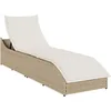Image de Vidaxl Chaise Longue Pliante Coussin Et Rangement Beige Résine Tressée