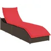 Image de Vidaxl Chaise Longue Pliante Coussin Rangement Marron Résine Tressée