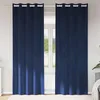Image de Vidaxl Rideaux Avec Des Rideaux 2 Pcs Bleu FoncÃ© 140 X 225 Cm Velours