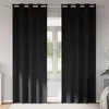 Image de vidaXL Vidaxl Rideaux Avec Des Rideaux 2 Pcs Noir Polyester