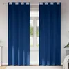 Image de vidaXL Vidaxl Rideaux Avec Des Rideaux 2 Pcs Bleu Foncé Polyester