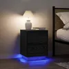 Image de VidaXL Tables de chevet avec lumiÃ¨res LED 2 pcs noir 38x34x50 cm