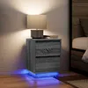 Image de VidaXL Tables de chevet avec lumiÃ¨res LED 2pcs sonoma gris 38x34x50 cm