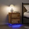 Image de VidaXL Tables de chevet avec lumiÃ¨res LED 2pcs vieux bois 38x34x50 cm