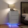 Image de vidaXL Table de chevet avec lumiÃ¨res LED blanc 38x34x65 cm