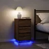 Image de vidaXL Table de chevet avec lumières LED chêne marron 38x34x65 cm861307