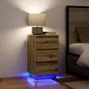 Image de vidaXL Armoire de chevet et lumiÃ¨res LED chÃªne artisanal 38x34x65 cm