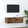 Image de vidaXL Meuble TV chêne fumé 80x31x25,5 cm bois d'ingénierie861516