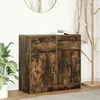 Image de vidaXL Buffet avec tiroir chÃªne fumÃ© 80x34x76 cm bois d'ingÃ©nierie