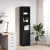 Image de vidaXL Buffet haut chÃªne noir 37,5x35x180 cm bois d'ingÃ©nierie