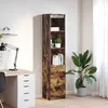 Image de vidaXL Buffet haut chÃªne fumÃ© 37,5x35x180 cm bois d'ingÃ©nierie