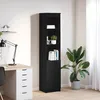 Image de vidaXL Buffet haut chÃªne noir 37,5x35x180 cm bois d'ingÃ©nierie